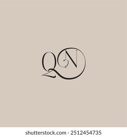 monograma de la boda del logotipo elegante y de lujo estilo QN dinamyc curvy letra inicial del concepto