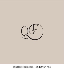 monogram wedding logo elegant and luxury style QF dinamyc curvy initial concept letter