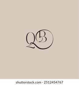 logotipo de casamento monograma elegante e luxuoso estilo QB dinamyc curvy letra conceito inicial