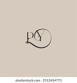 monograma logotipo de la boda elegante y de lujo estilo PY dinamyc curvy letra inicial del concepto