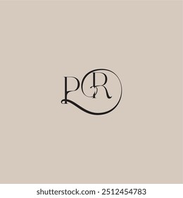 logotipo de casamento monograma elegante e luxuoso estilo PR dinamyc curvy carta conceito inicial