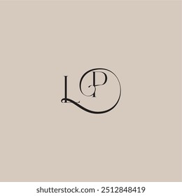 monogram wedding logo elegant and luxury style LP dinamyc curvy initial concept letter