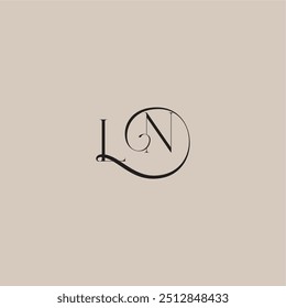 monogram wedding logo elegant and luxury style LN dinamyc curvy initial concept letter