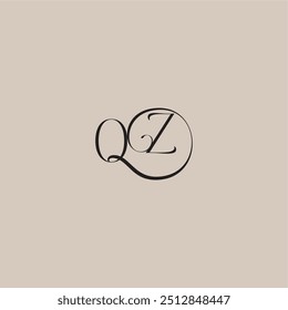 monogram wedding logo elegant and luxury style OZ dinamyc curvy initial concept letter