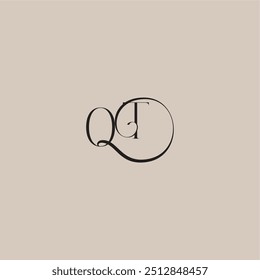 monogram wedding logo elegant and luxury style OT dinamyc curvy initial concept letter