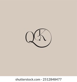 monogram wedding logo elegant and luxury style OK dinamyc curvy initial concept letter