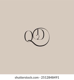 monogram wedding logo elegant and luxury style OD dinamyc curvy initial concept letter