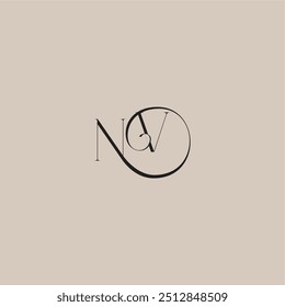 monogram wedding logo elegant and luxury style NV dinamyc curvy initial concept letter