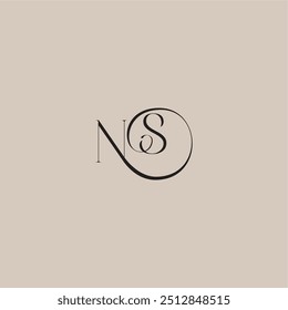 monogram wedding logo elegant and luxury style NS dinamyc curvy initial concept letter