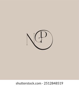 monogram wedding logo elegant and luxury style NP dinamyc curvy initial concept letter