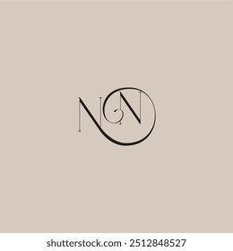 monogram wedding logo elegant and luxury style NN dinamyc curvy initial concept letter