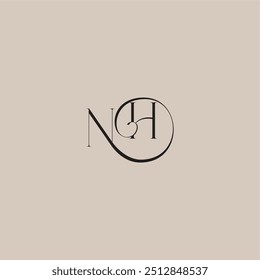 monogram wedding logo elegant and luxury style NH dinamyc curvy initial concept letter