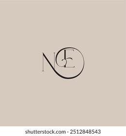 monograma de la boda del logotipo elegante y de lujo del estilo NE dinamyc curvy letra inicial del concepto