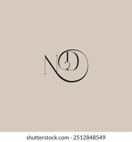 monogram wedding logo elegant and luxury style ND dinamyc curvy initial concept letter