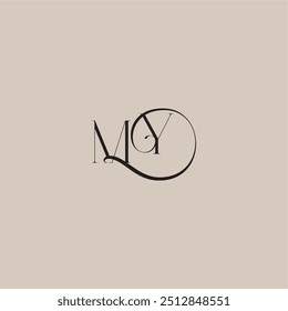 monogram wedding logo elegant and luxury style MY dinamyc curvy initial concept letter