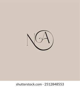 monogram wedding logo elegant and luxury style NA dinamyc curvy initial concept letter