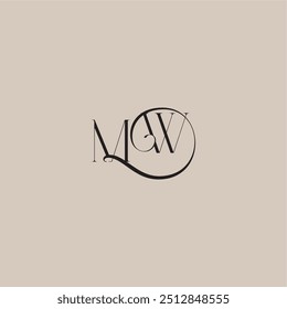 Monograma de la boda del logotipo elegante y de lujo del estilo MW Dinamyc curvy letra inicial del concepto