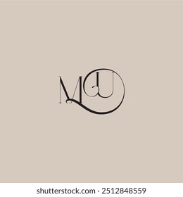 logotipo de casamento monograma elegante e luxuoso estilo MU dinamyc curvy letra conceito inicial