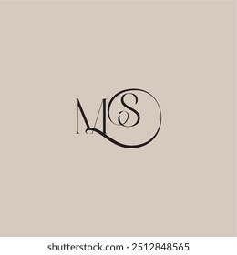 monogramm hochzeit logo elegant und luxus stil MS dinamyc kurvig anfänglich konzept buchstabe