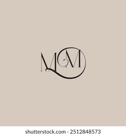 monogram wedding logo elegant and luxury style MM dinamyc curvy initial concept letter
