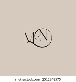 monogram wedding logo elegant and luxury style MN dinamyc curvy initial concept letter