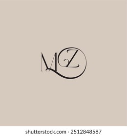monogram wedding logo elegant and luxury style MZ dinamyc curvy initial concept letter