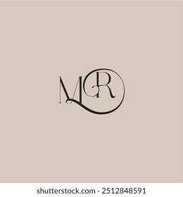 monogram wedding logo elegant and luxury style MR dinamyc curvy initial concept letter