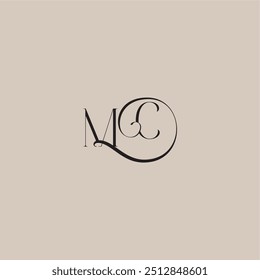 monogram wedding logo elegant and luxury style MC dinamyc curvy initial concept letter