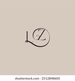 monogram wedding logo elegant and luxury style LZ dinamyc curvy initial concept letter