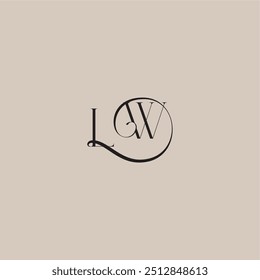 monogram wedding logo elegant and luxury style LW dinamyc curvy initial concept letter