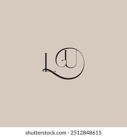 logotipo de casamento monograma elegante e estilo de luxo LU dinamyc curvy letra conceito inicial
