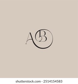 monogram wedding logo elegant and luxury style AB dinamyc curvy initial concept letter