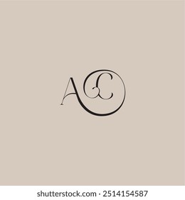 monogram wedding logo elegant and luxury style AC dinamyc curvy initial concept letter
