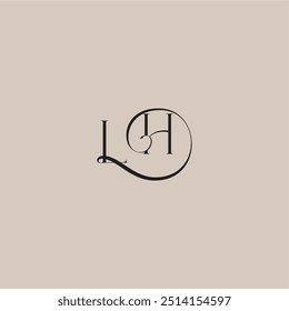 monogram wedding logo elegant and luxury style LH dinamyc curvy initial concept letter