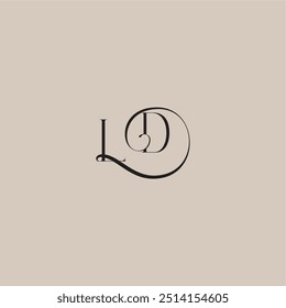 monogram wedding logo elegant and luxury style LD dinamyc curvy initial concept letter