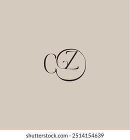 monogram wedding logo elegant and luxury style CZ dinamyc curvy initial concept letter