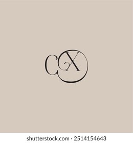 monogram wedding logo elegant and luxury style CX dinamyc curvy initial concept letter