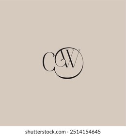 monogram wedding logo elegant and luxury style CW dinamyc curvy initial concept letter