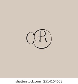 monogram wedding logo elegant and luxury style CR dinamyc curvy initial concept letter