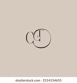 monogramm hochzeit logo elegant und luxus stil CT dinamyc kurvig anfänglich konzept buchstabe