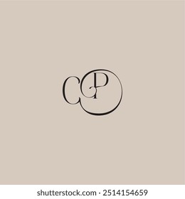 monogram wedding logo elegant and luxury style CP dinamyc curvy initial concept letter