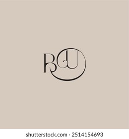 monograma logotipo de la boda elegante y de lujo estilo BU dinamyc curvy letra inicial del concepto