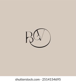 monogram wedding logo elegant and luxury style BV dinamyc curvy initial concept letter