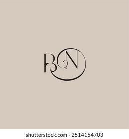 monogram wedding logo elegant and luxury style BN dinamyc curvy initial concept letter