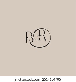 monogram wedding logo elegant and luxury style BR dinamyc curvy initial concept letter