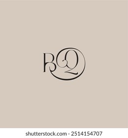 monogram wedding logo elegant and luxury style BQ dinamyc curvy initial concept letter