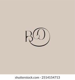 monogram wedding logo elegant and luxury style BO dinamyc curvy initial concept letter