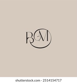 monogram wedding logo elegant and luxury style BM dinamyc curvy initial concept letter