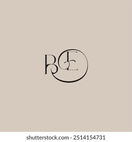 logotipo de casamento monograma elegante e luxuoso estilo BE dinamyc curvy carta conceito inicial