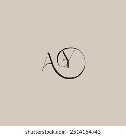 Monograma de la boda del logotipo elegante y de lujo del estilo AY Dinamyc curvy letra inicial del concepto
